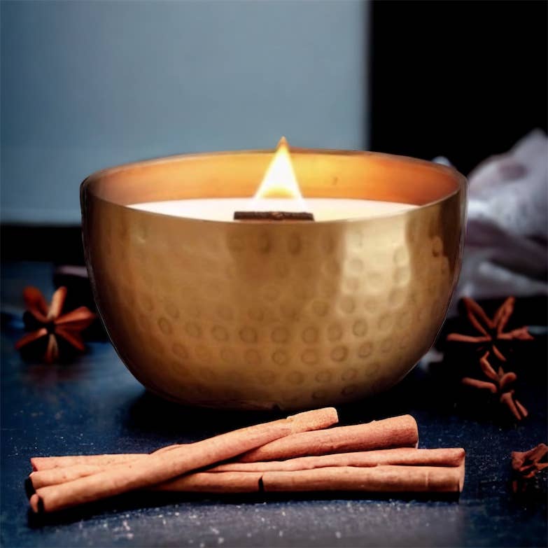 Winter/Holiday Brass Bowl Collection - 14oz /Soy/ Woodwick