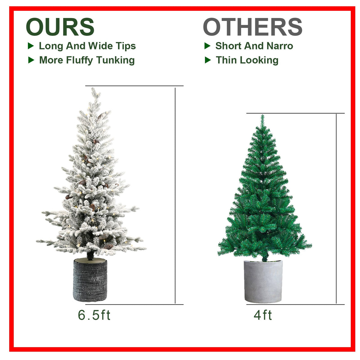 2FT Flocked Christmas Tree with Pot Base
