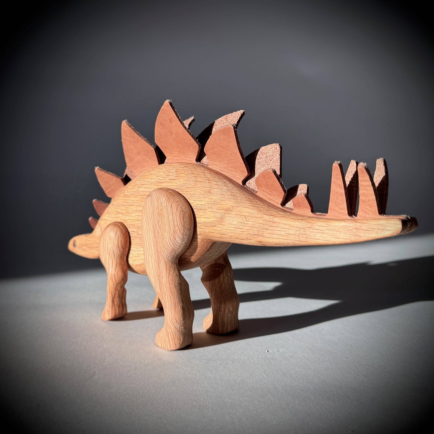 Wooden Stegosaurus Dinosaur with Magnetic Joints