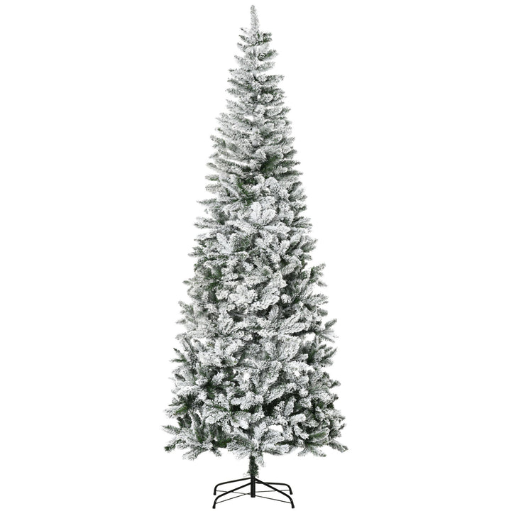 HOMCOM 9ft Unlit Snow-Flocked Slim Pine Artificial Christmas Tree, artificial Christmas tree for festive holiday home decor from Cedar & Spice Gifts