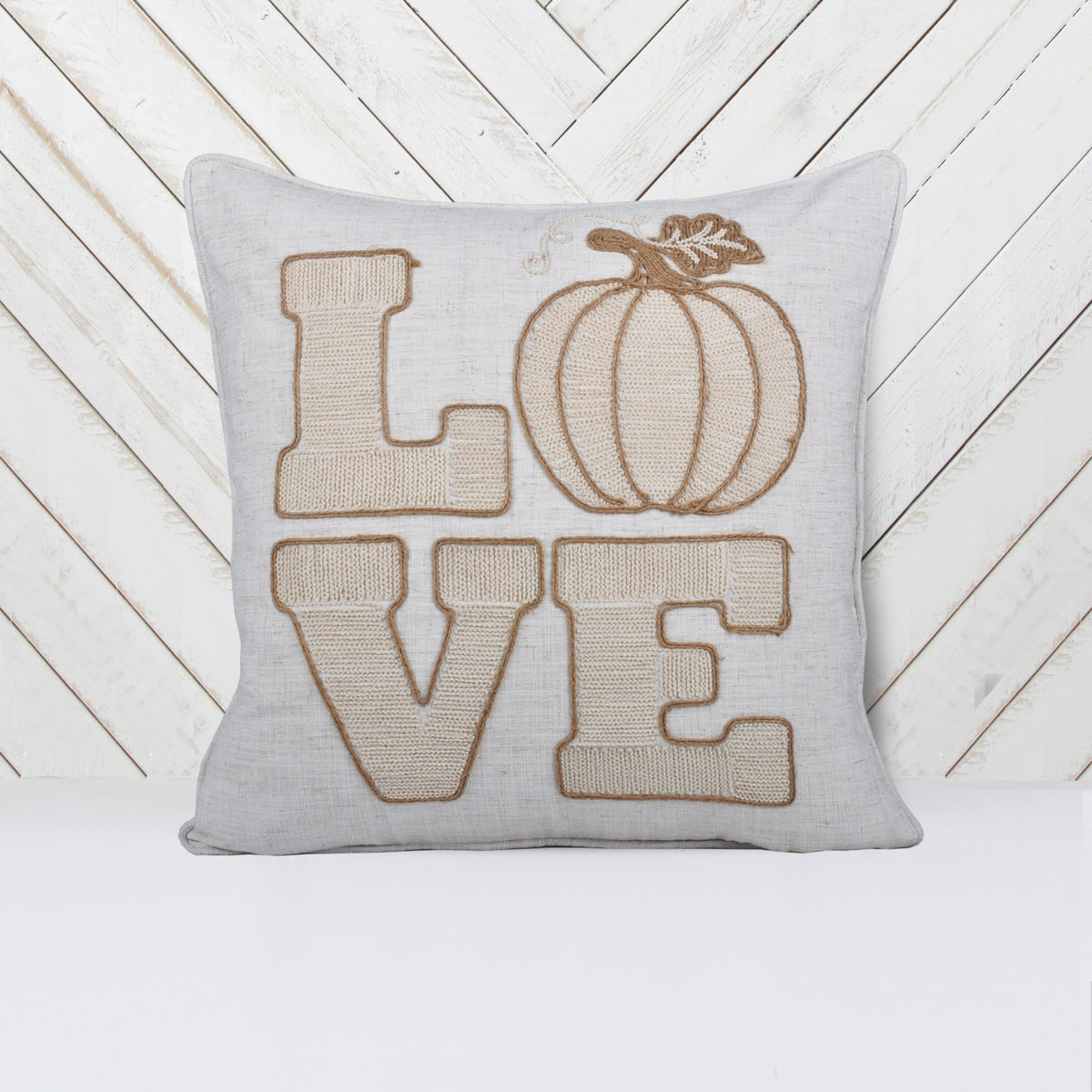 Love Pumpkin Embroidered Throw Pillow – Rustic
