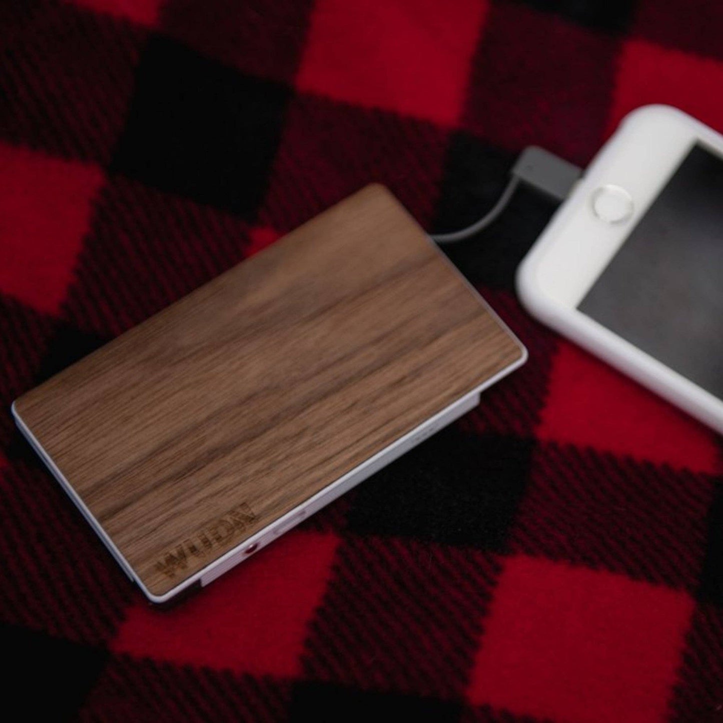 Slim Dual Wooden Power Bank – Ultra-Slim Portable Charger with Dual USB Output