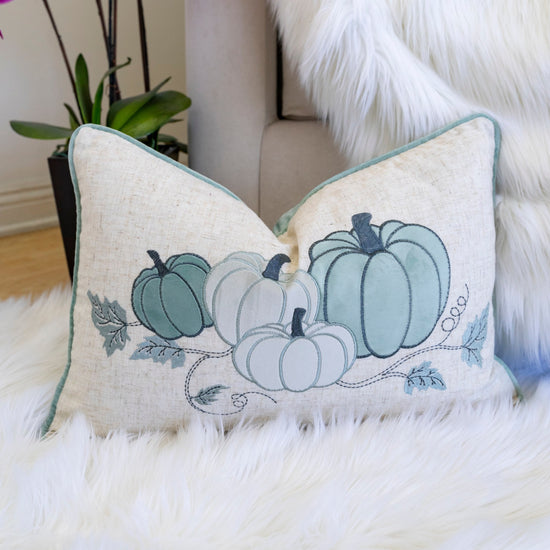 Embroidered Pumpkin Lumbar Throw Pillow – Misty