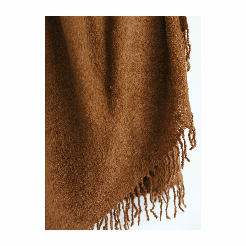Handloomed Alpaca Bouclé Throw Blanket | Cacao Brown | Made in Peru