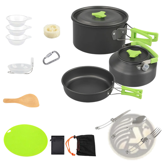 Camping Cookware Set 16pcs Outdoor Pot Pan Kettle Kit