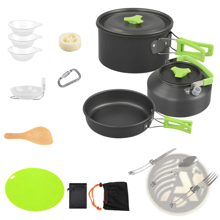 Camping Cookware Set 16pcs Outdoor Pot Pan Kettle Kit