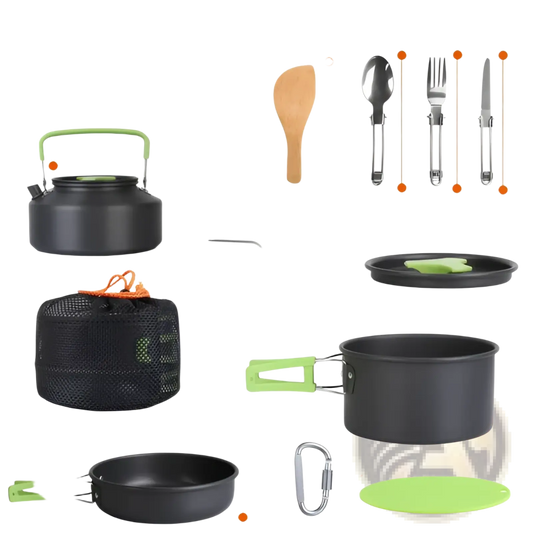 Camping Cookware Set with Stove and Kettle 16pcs