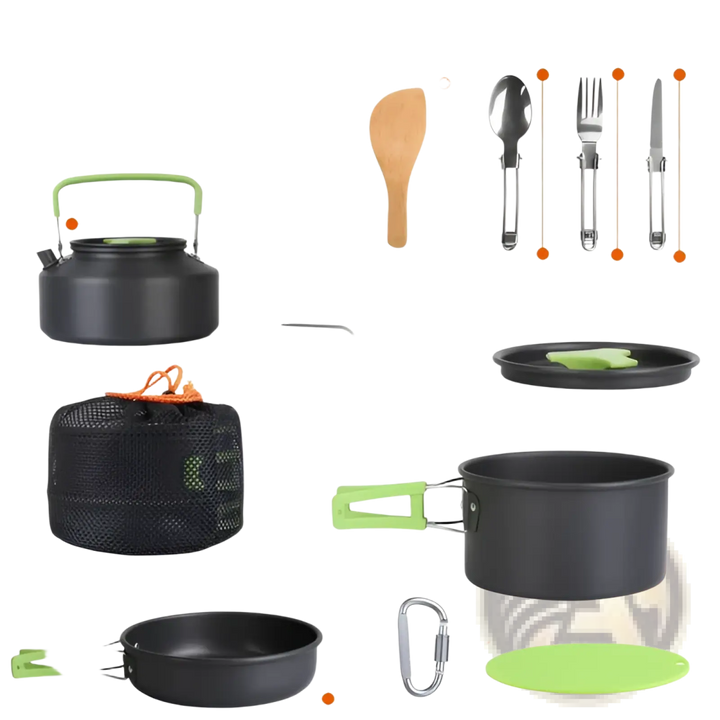 Camping Cookware Set with Stove and Kettle 16pcs