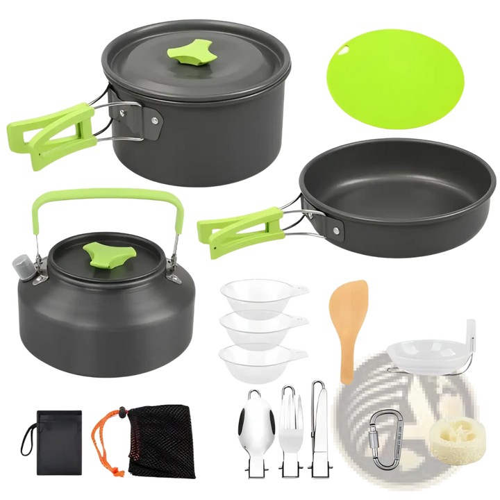 Camping Cookware Set with Stove and Kettle 16pcs
