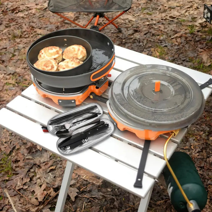 9-piece Stainless Steel Camping Cutlery Set with Travel Case
