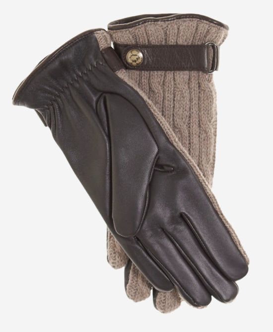 CC4510 (nat) - Women’s Italian cable knit cashmere and leather winter gloves