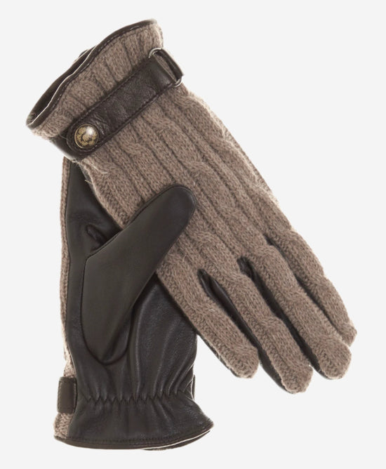 CC4510 (nat) - Women’s Italian cable knit cashmere and leather winter gloves