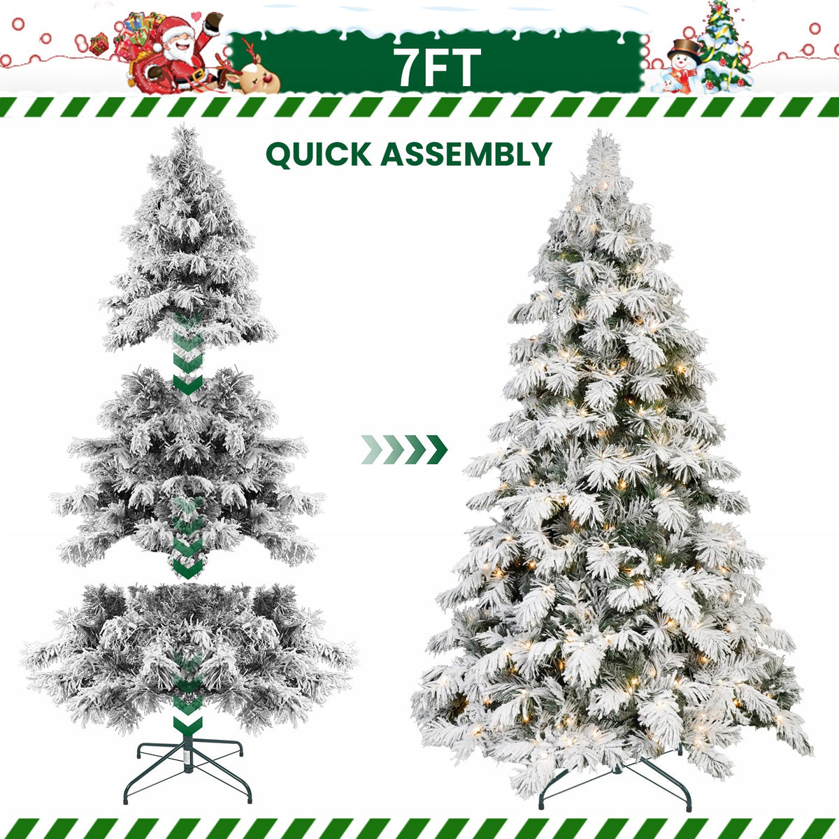 7ft Flocked Scarecrow-Shaped Christmas Tree with 360 Warm Lights