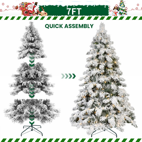 8ft Flocked Scarecrow-Shaped Christmas Tree with 470 Warm Lights