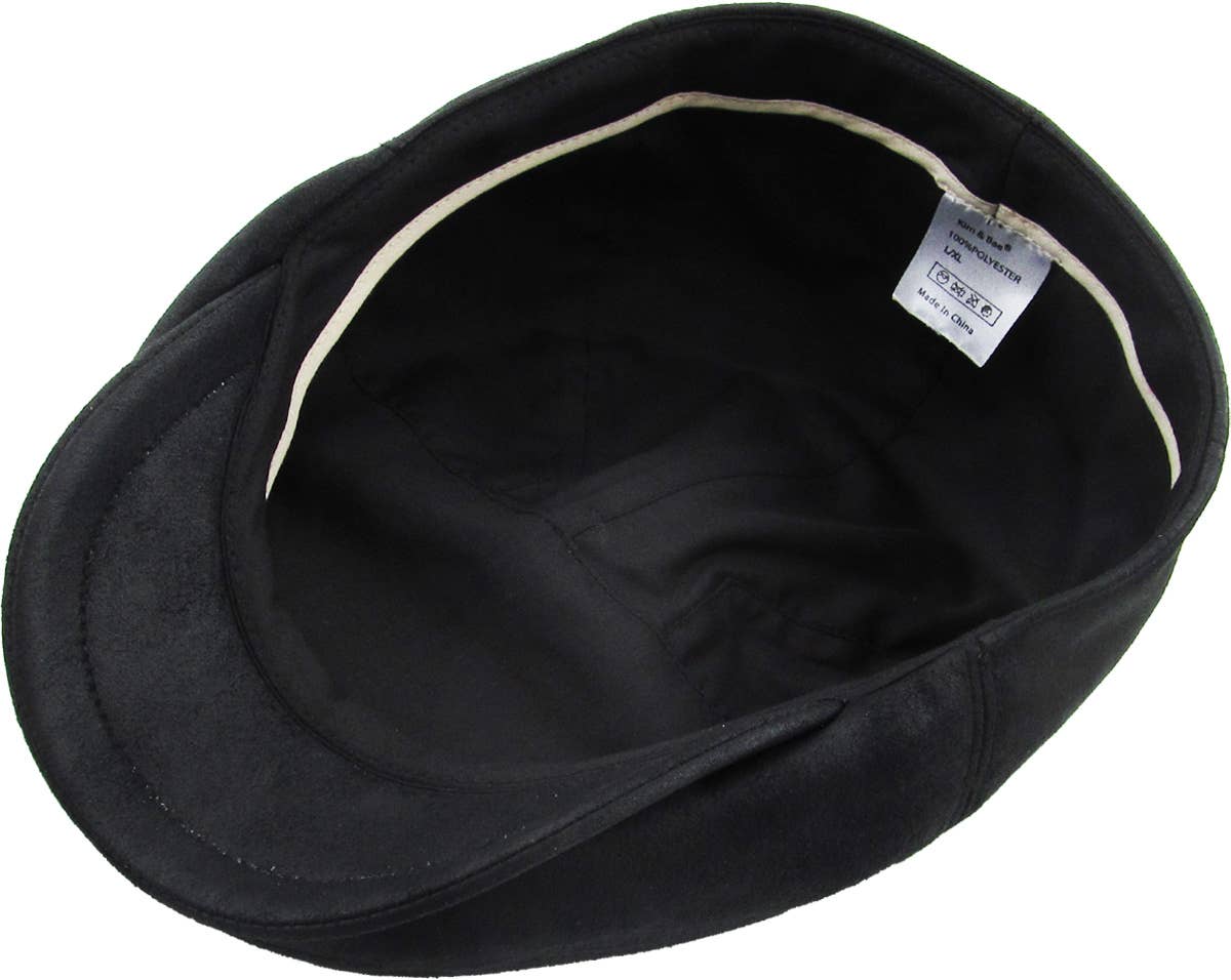 Faux Leather Ascot Ivy Newsboy Hat