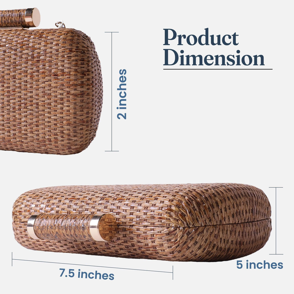 Fine Living Straw Clutch Purse for Women – Hand Woven Crossbody Bag Women's Shoulder Handbags with 2 detachable chains Raffia Wicker Rattan Evening Bag for Winter Wedding Vacation & Casual Outfits  Sustainable Stylish