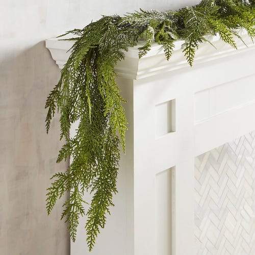 6' Faux Realistic Cedar Deluxe Garland, decorative greenery for mantel, table or staircase