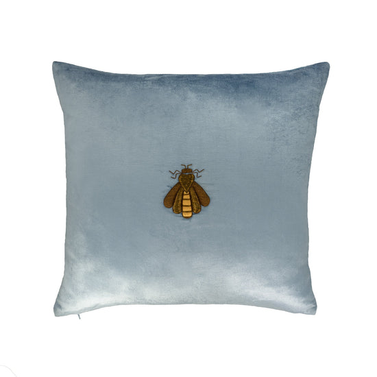 Cerulean Bee Silk Velvet Throw Pillow Cover, 20 x 20