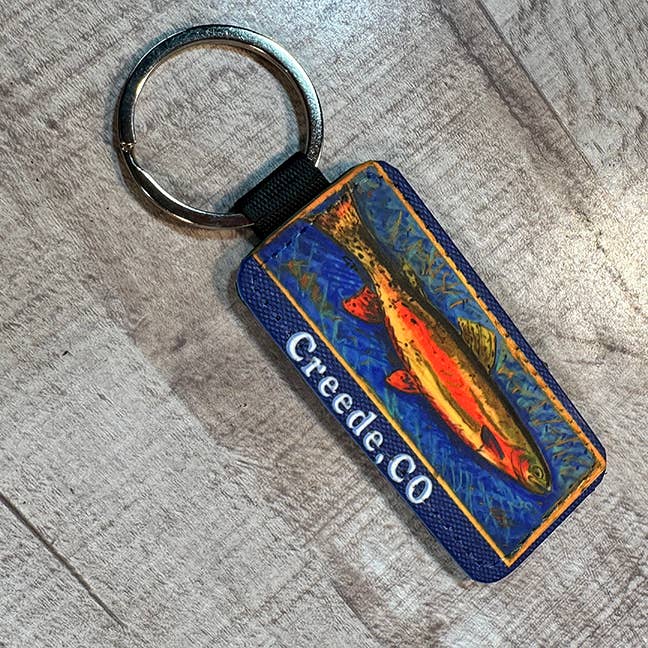 Here Fishy, Fishy, Trout  Art Key Ring   