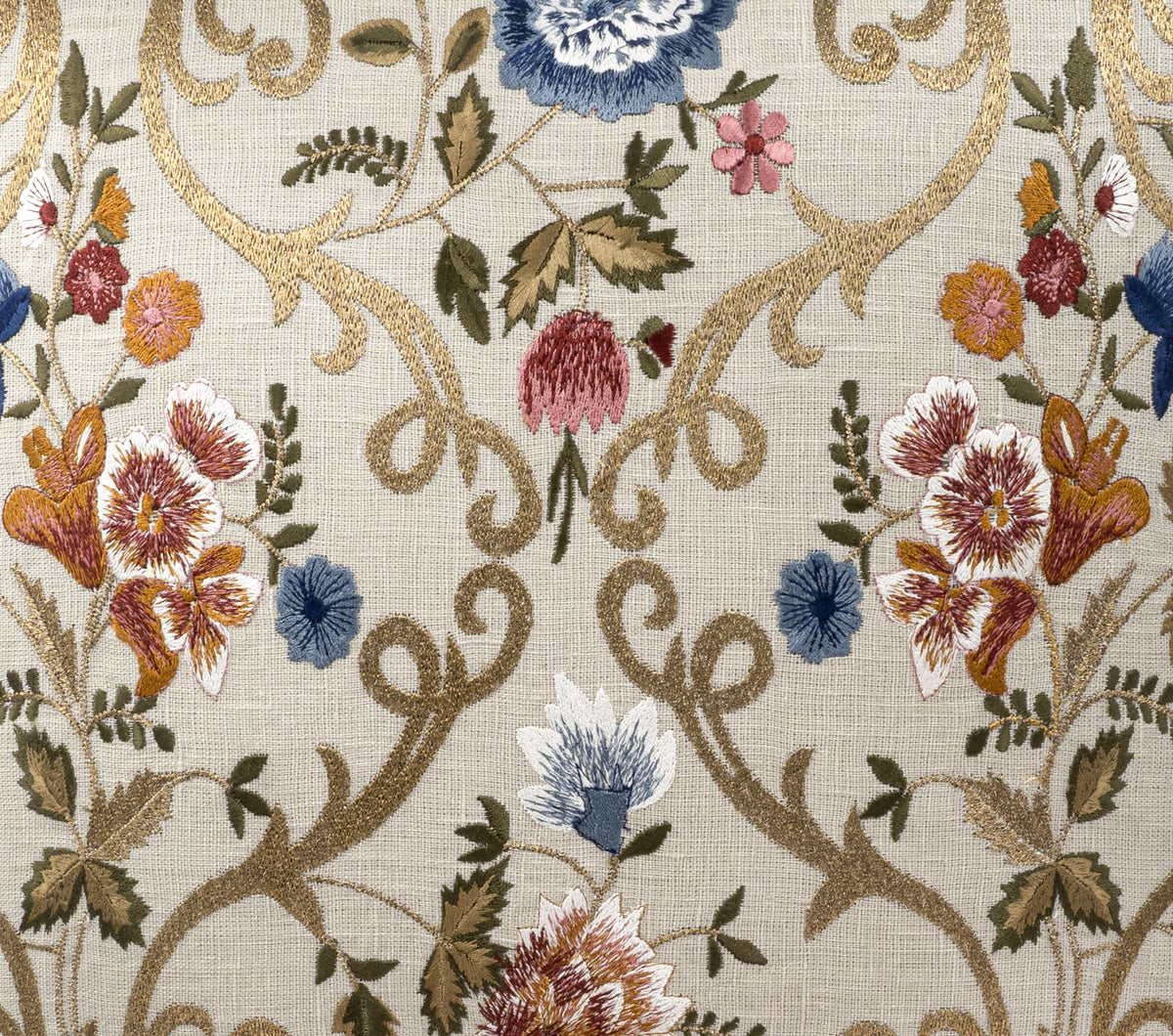 Chantilly Embroidered Linen Pillow Cover, 18 x 18