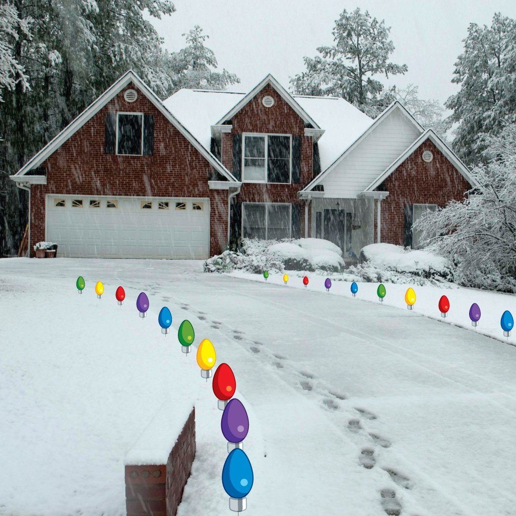 Giant Christmas Light Bulb Pathway Markers Yard Cards 20 piece set