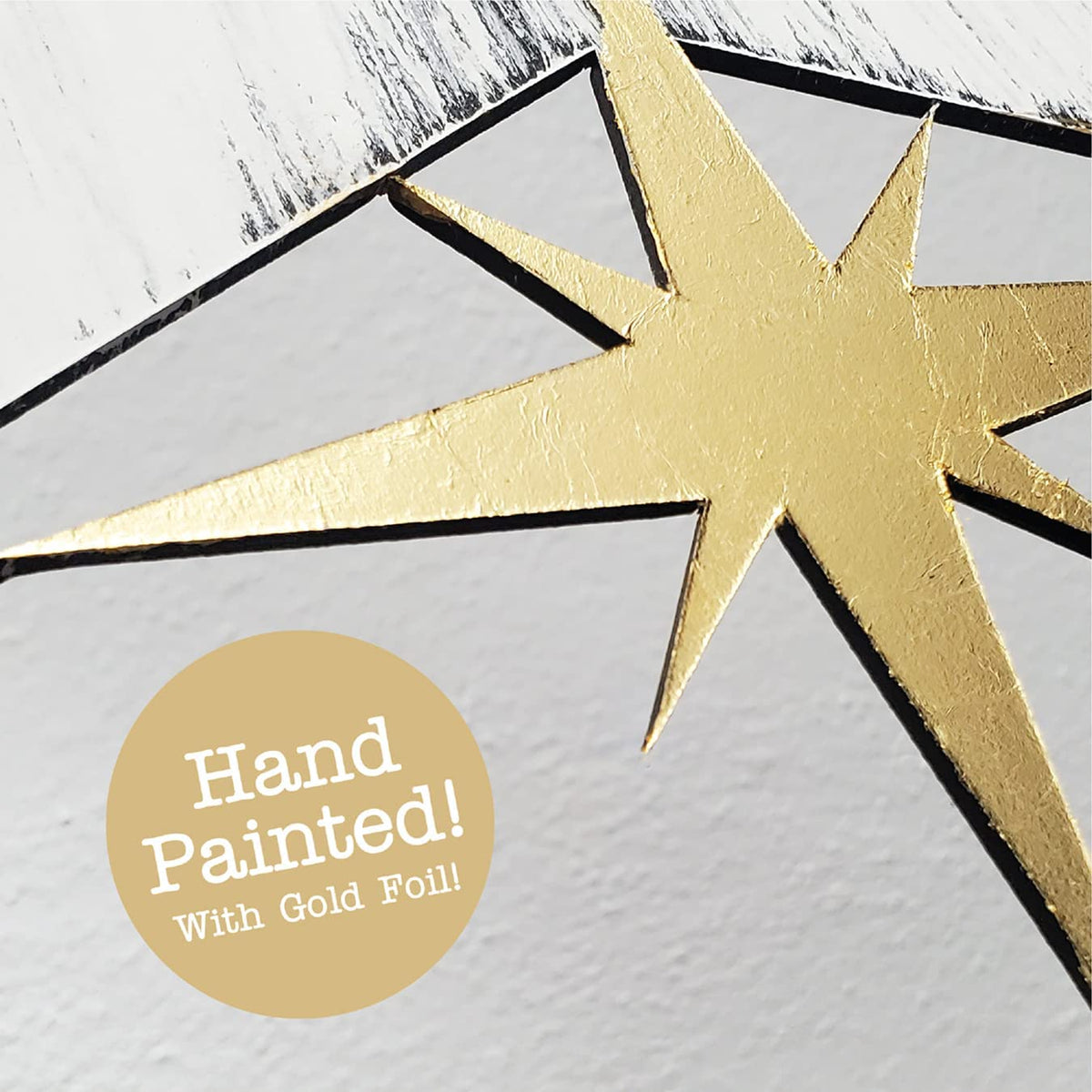 Christmas Nativity Wall Art, Handpainted 3D Wall Decor, 18x23 Inches, White with Gold Paint