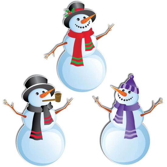 Christmas Snowmen Yard Card Decorations - 3 pc Set | Short Stakes Included