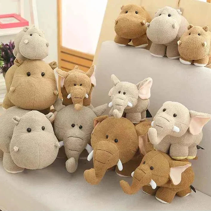 Chubby Hippo Elephant Plush Toy – Soft Kawaii Stuffed Animal Doll