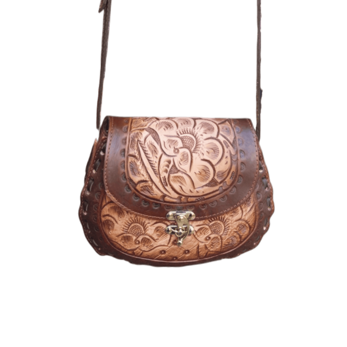 Cincelada Floral Leather Crossbody | Hand Tooled Saddle Purse