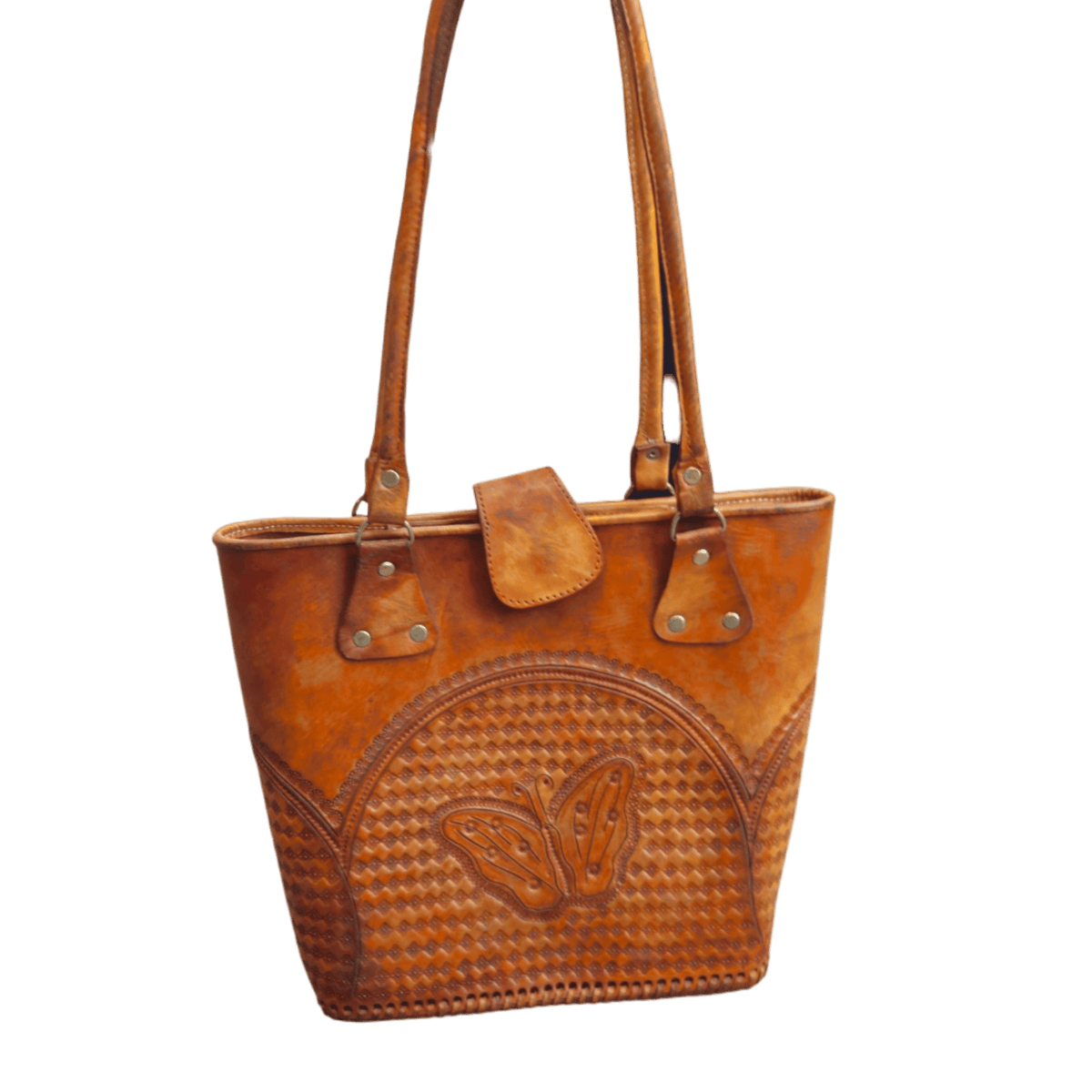 Cincelada Leather Tote | Hand Tooled Mexican Butterfly Bag