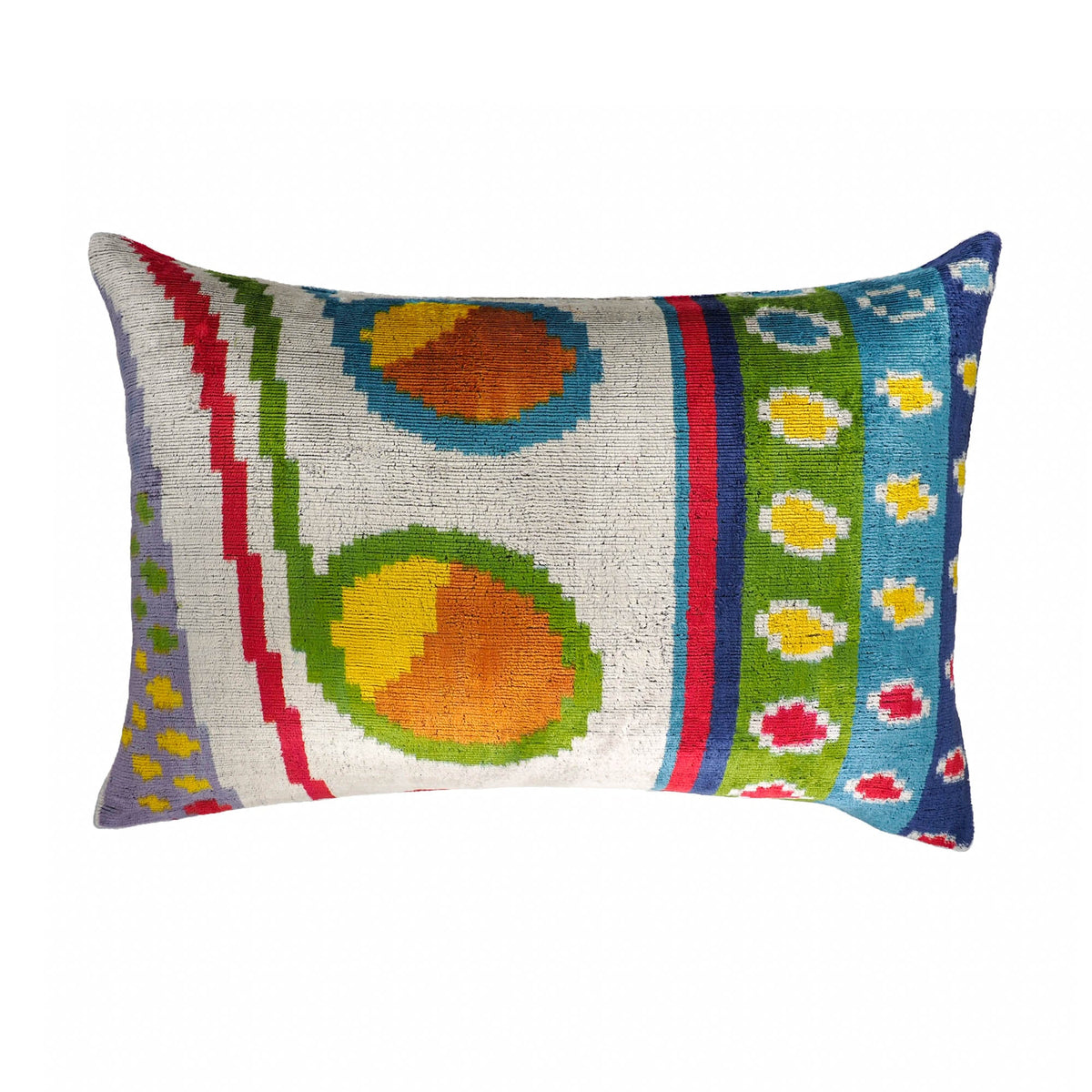 Circus Silk Velvet Ikat Throw Pillow Cover, 16 x 24