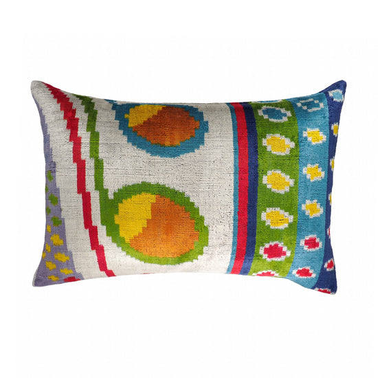 Circus Silk Velvet Ikat Throw Pillow Cover, 16 x 24