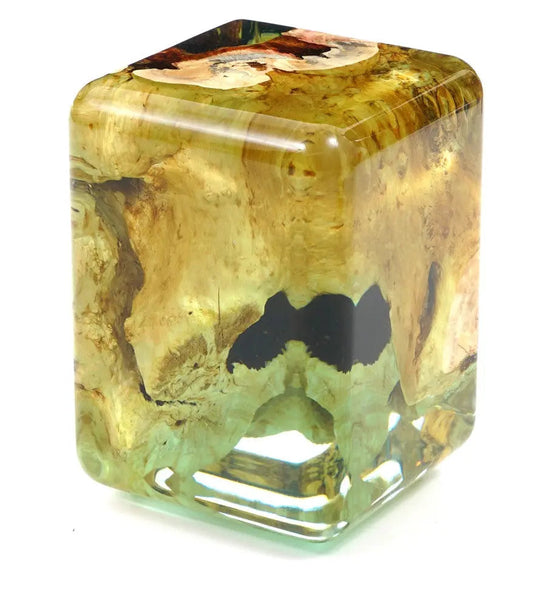 Resin Cube Side Table, Epoxy Wood Stool, Cube Accent Table