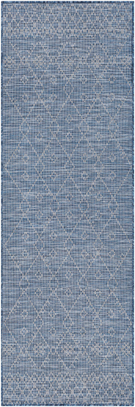 Lorena Blue Flatweave Trellis Outdoor Area Carpet - Clearance