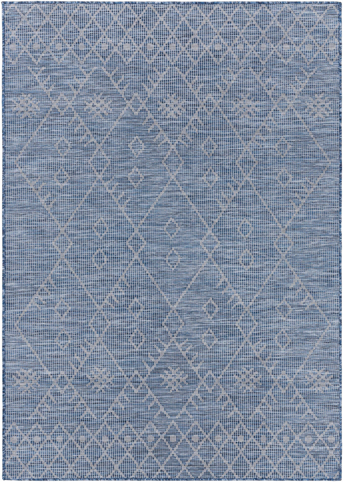 Lorena Blue Flatweave Trellis Outdoor Area Carpet - Clearance