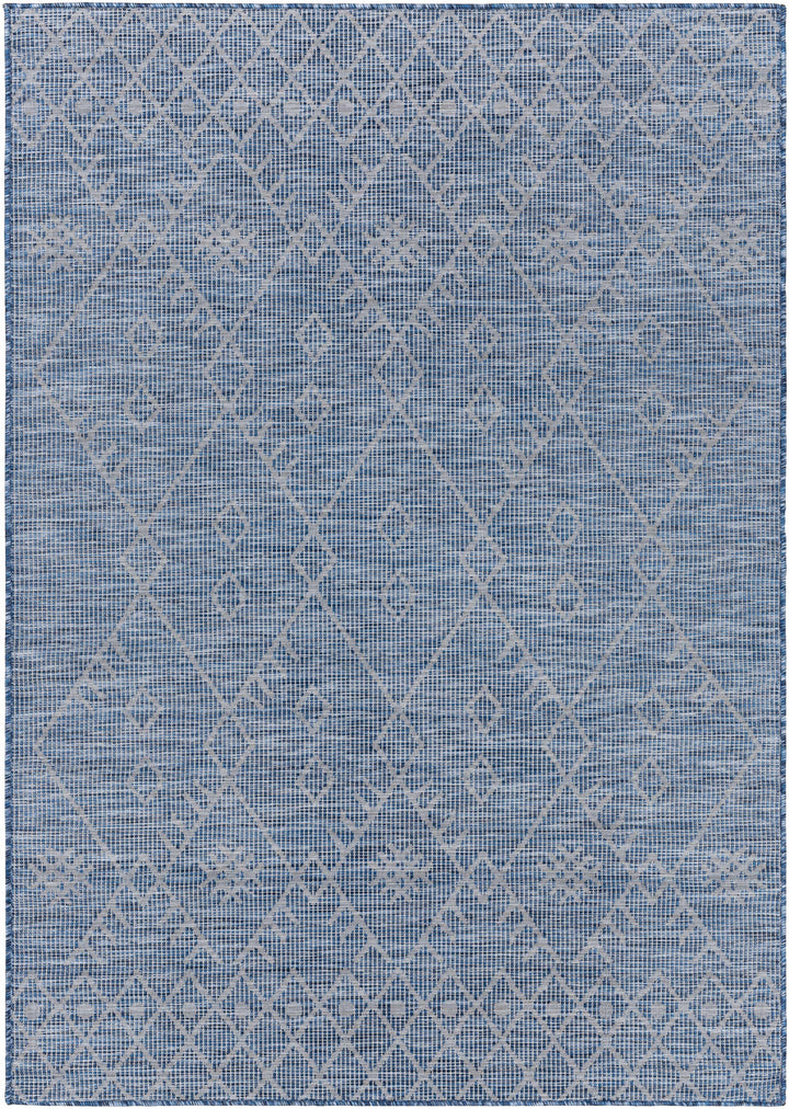 Lorena Blue Flatweave Trellis Outdoor Area Carpet - Clearance