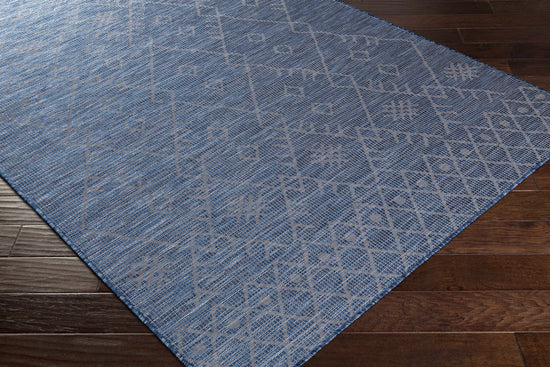 Lorena Blue Flatweave Trellis Outdoor Area Carpet - Clearance
