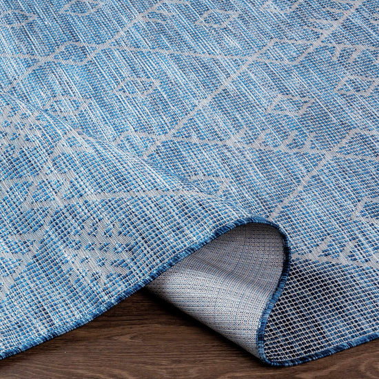 Lorena Blue Flatweave Trellis Outdoor Area Carpet - Clearance