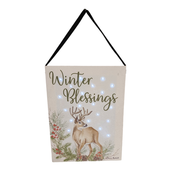 Fiber Optic Lighted Canvas Art - Winter Blessing Deer