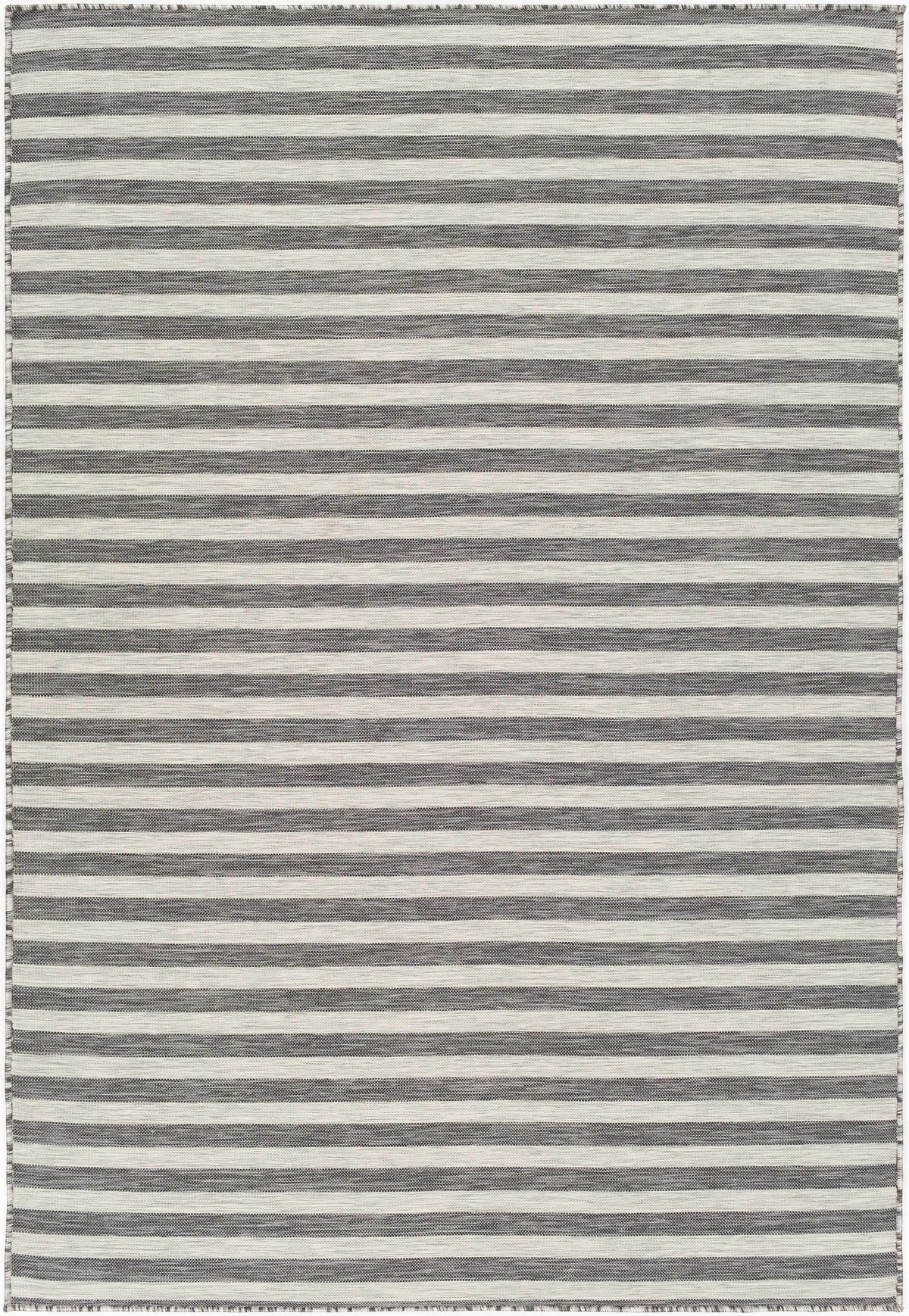 Bongaree Black&Gray Striped Flatweave Outdoor Carpet - Clearance
