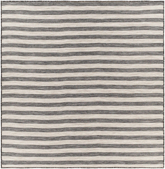 Bongaree Black&Gray Striped Flatweave Outdoor Carpet - Clearance