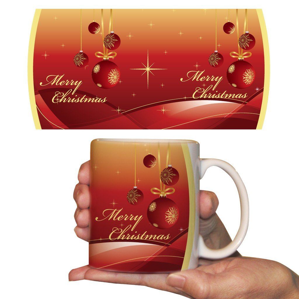Merry Christmas with Red Ornaments Christmas 15 Oz Coffee Mug