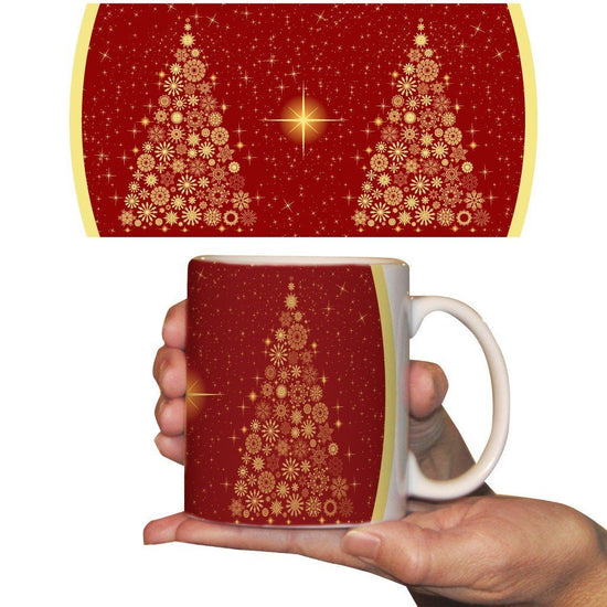 Star Tree with Red Background Christmas 15 Oz Coffee Mug