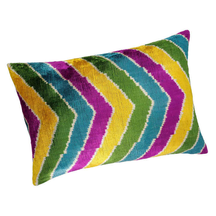 Copacabana Silk Velvet Ikat Throw Pillow Cover 16 X 24, designer-style velvet home decor