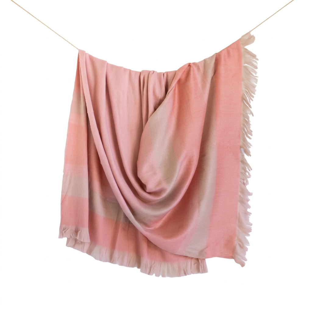 Handwoven Alpaca Throw Blanket | Faded Coral & Eyelash Trim | Kallpa Collection