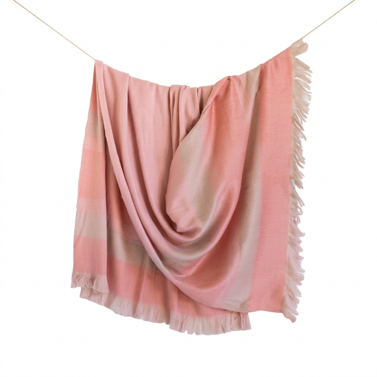 Handwoven Alpaca Throw Blanket | Faded Coral & Eyelash Trim | Kallpa Collection