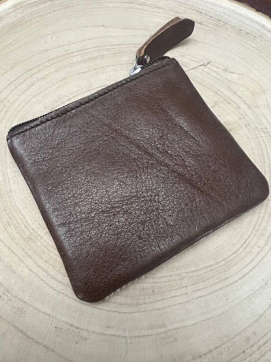 Western Cowhide Coin & Card Purse — Ace of Spades + Skull Hand Western Theme (5" x 3")