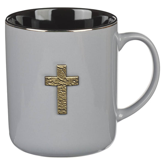 Mug Gray w/Metal Cross 1 Peter 2:24