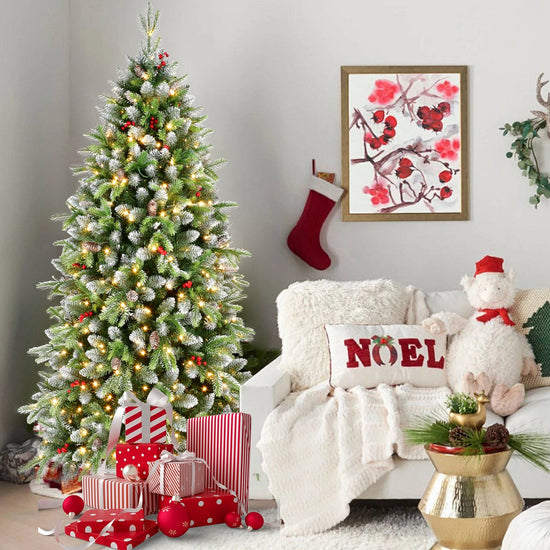 6ft Pre-Lit Artificial Christmas Tree with 380 Warm White LED Lights