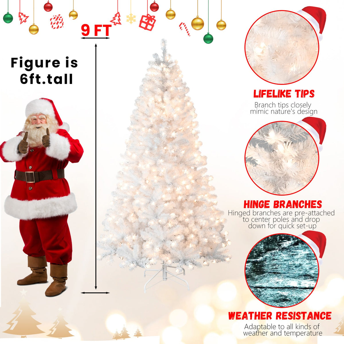 9FT Pre-Lit Christmas Tree